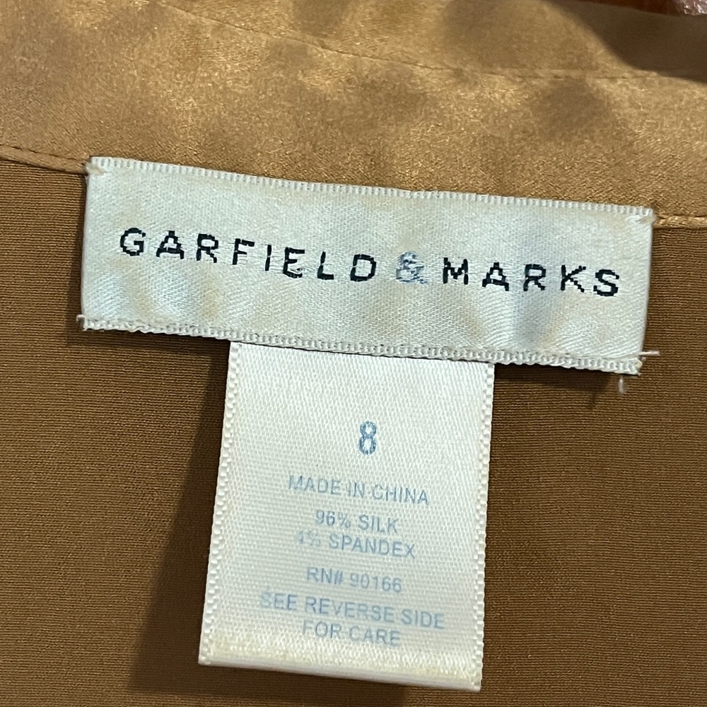 Garfield & Marks 98% Silk Blouse Gold Color - Picture 2 of 6